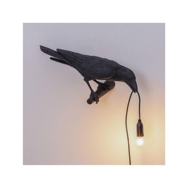 (Black A) Designer Bird Lamp LED Wall Lamp with Plug in Cord Living Room Bedside Lights